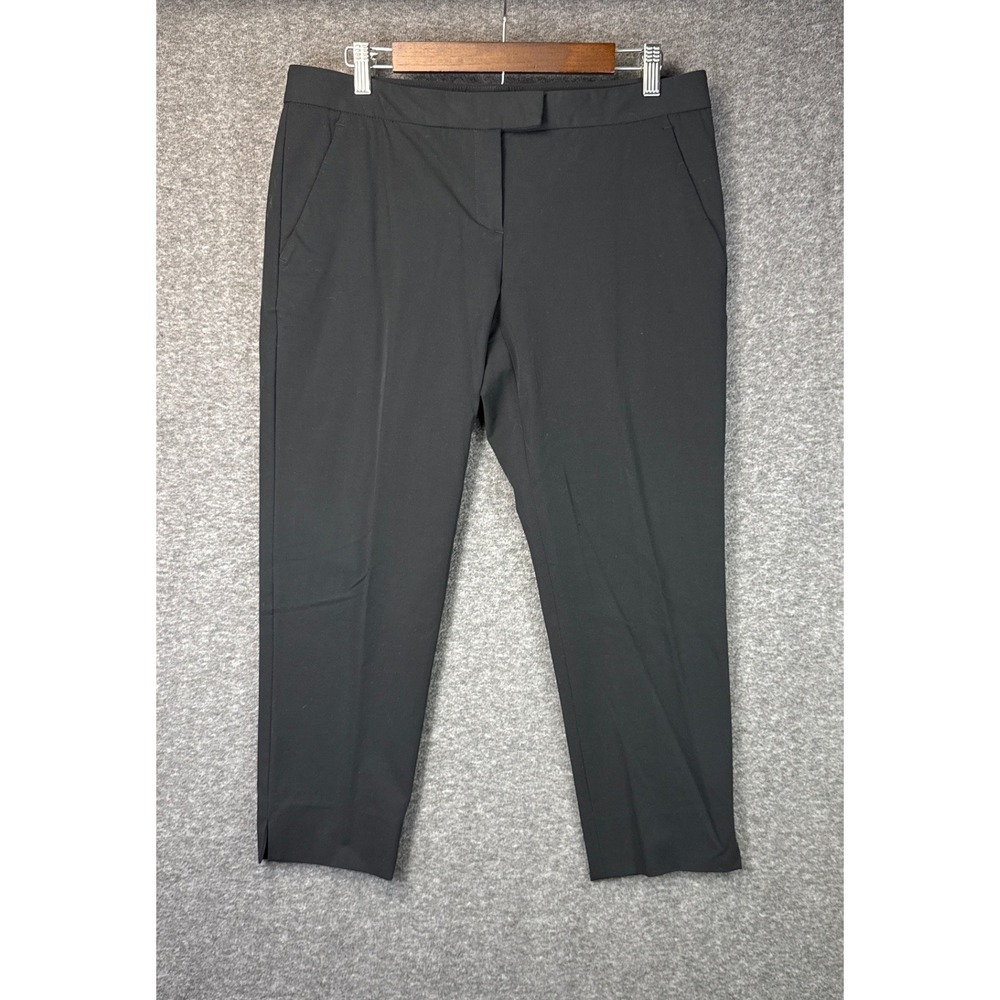 Theory Black Slim Straight Tailored Career Pants Womens Size 12 Cropped Work USA